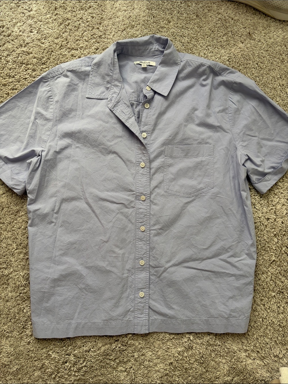 Madewell M Short-Sleeve Button-Up Shirt in Light Blue